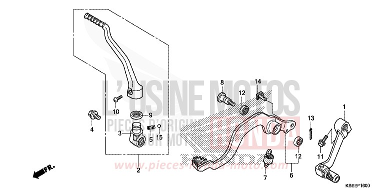 PEDAL/KICKSTARTER-ARM von CRF150R "Big Wheels" EXTREME RED (R292) von 2013